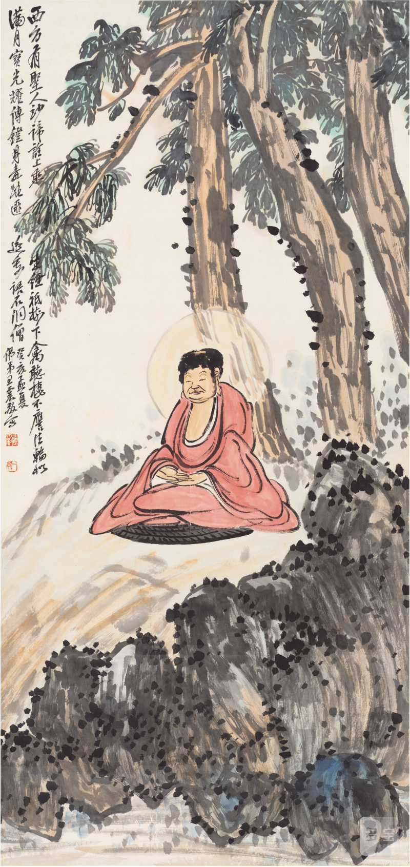 王震（1867～1938）礼佛图 - 图1